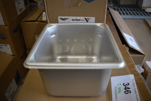 18 BRAND NEW IN BOX! Vollrath Stainless Steel 1/6 Size Drop In Bins. 1/6x4. 18 Times Your Bid!