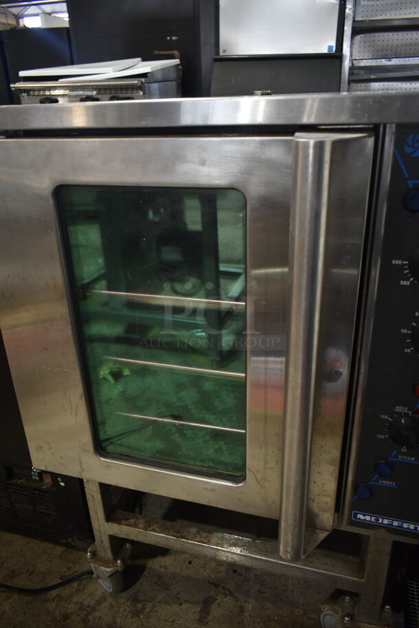 Moffat Turbofan E32MS Stainless Steel Commercial Full Size Electric Touch Screen Convection Oven with Steam Injection on Equipment Stand w/ Commercial Casters 220-240 Volts.  - Image 4 of 7