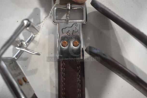 ALL ONE MONEY! Black Leather Cliff Barnsby - Saddler to the Queen Size 17.5 Saddle and Bag, Professionals Choice Girth, Reins, Horse Blinders, RMS Titanic Padlock and Basket! - Image 8 of 12