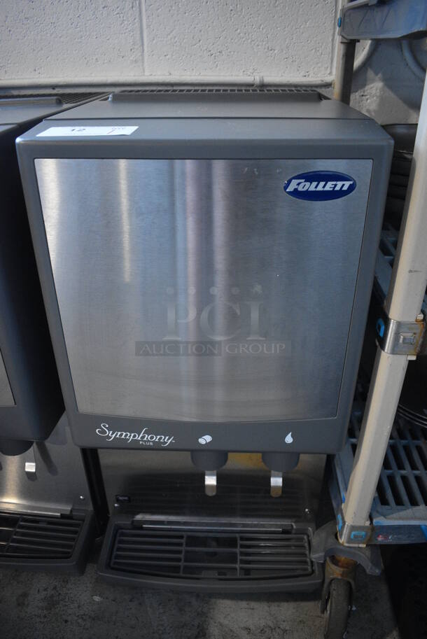 2018 Follett Model 12CI425A Symphony Plus Stainless Steel Commercial Countertop Ice Machine w/ Ice and Water Dispenser. 115 Volts, 1 Phase. 16x23.5x34