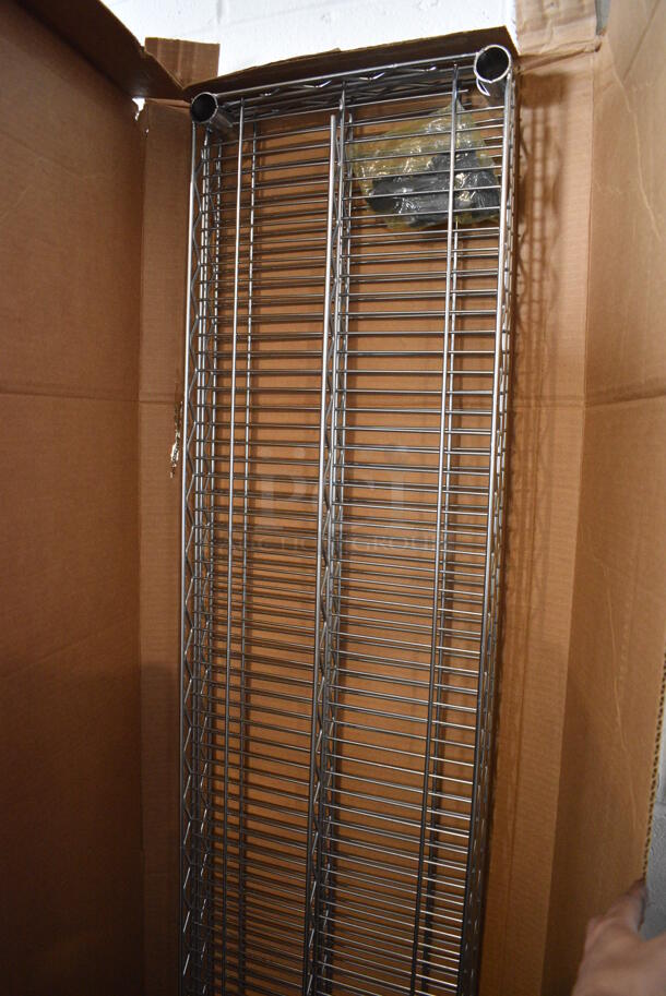 ALL ONE MONEY! Lot of 2 BRAND NEW IN BOX! Metro Chrome Finish Shelves w/ Clips. 72x14x1.5