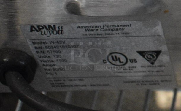 APW Wyott Model W-43V Stainless Steel Commercial Countertop Food Warmer. 120 Volts, 1 Phase. 14.5x30x15. Tested and Working! - Image 5 of 5
