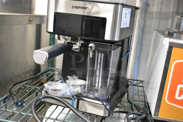 BRAND NEW SCRATCH AND DENT! Chefman RJ54-V2 6-in-1 Espresso Machine with Built-In Milk Frother. 120 Volts, 1 Phase. Tested and Working! - Image 5 of 6