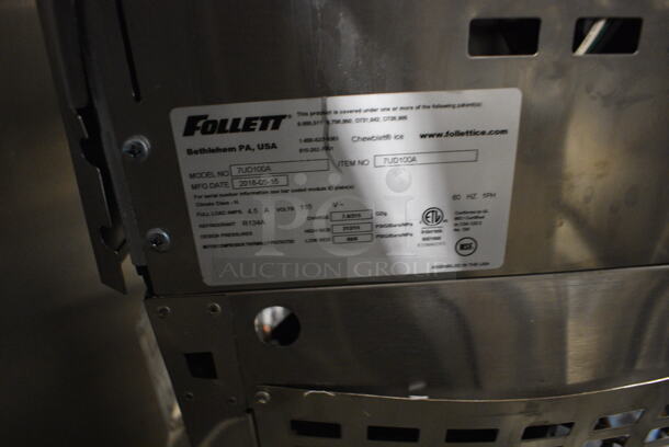 BRAND NEW SCRATCH AND DENT! 2018 Follett Model 7UD100A Metal Commercial Undercounter Ice Machine on Commercial Casters. 115 Volts, 1 Phase. 15x22x32 - Image 4 of 5