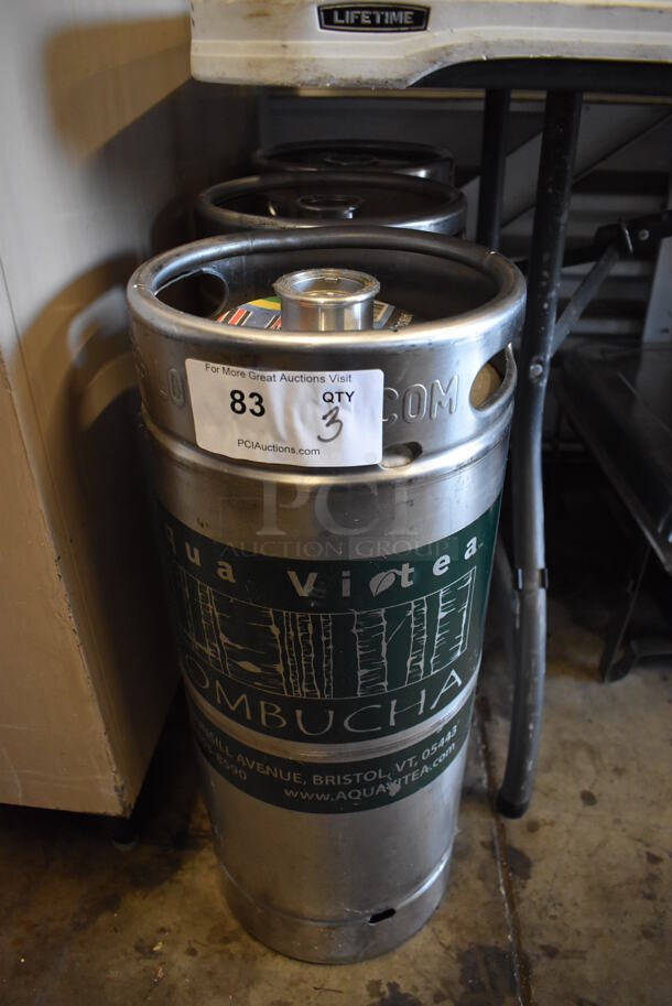 3 Metal Sixth Size Barrel Kegs. 9.5x9.5x23. 3 Times Your Bid!