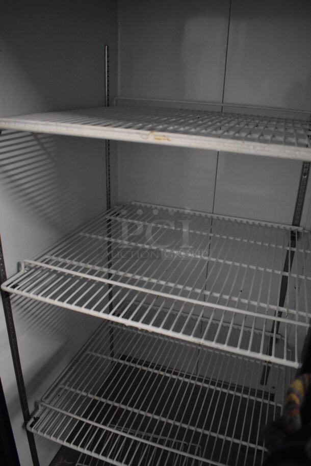 Avantco 178GDS47 Metal Commercial 2 Door Reach In Cooler Merchandiser w/ Poly Coated Racks on Commercial Casters. 115 Volts, 1 Phase. 52x32x84. Tested and Working! - Image 3 of 4