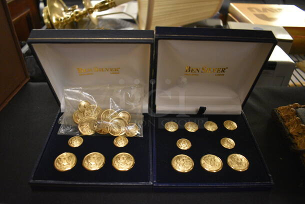 ALL ONE MONEY! Lot of 2 Boxes w/ Gold Finish US Military Buttons.