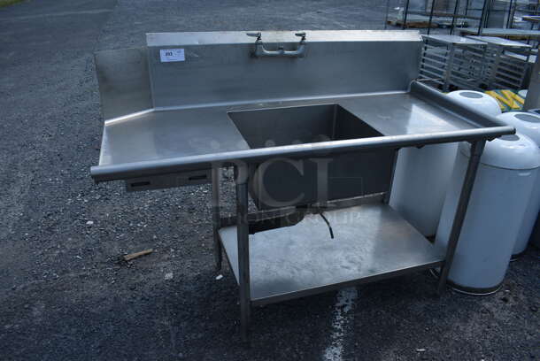 Stainless Steel Commercial Dishwasher Sink w/ Handles and Under Shelf. 61x30x47