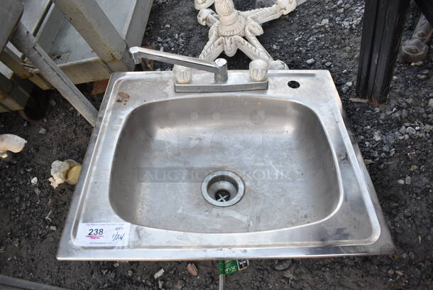 Stainless Steel Single Bay Drop In Sink w/ Faucet and Handles. 25x22x14