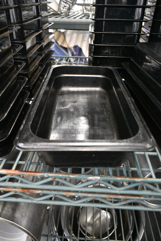 ALL ONE MONEY! Lot of 23 Black Poly 1/3 Size Drop In Bins.  - Image 2 of 3