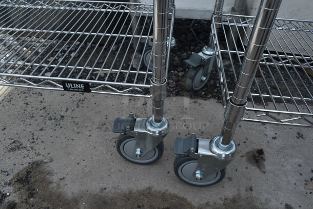 Chrome Finish 4 Tier Wire Shelving Unit on Commercial Casters. BUYER MUST DISMANTLE. PCI CANNOT DISMANTLE FOR SHIPPING. PLEASE CONSIDER FREIGHT CHARGES. - Image 3 of 3