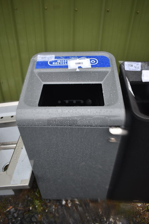 BRAND NEW SCRATCH AND DENT! Rubbermaid 6901961622GS Configure 23 Gallon Stenni Gray 1 Stream Mixed Recycling Indoor Square Recycling Container - Image 2 of 5