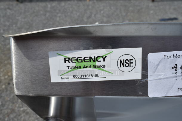 BRAND NEW SCRATCH AND DENT! Regency 600S1181818L Stainless Steel Single Bay Sink w/ Left Side Drain Board. Bay 17x14. Drain Board 19x16 - Image 8 of 8