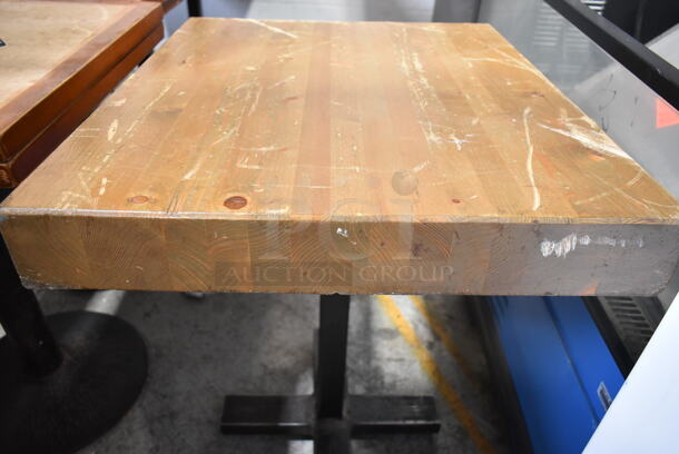 8 Butcher Board Wooden Dining Height Table on Black Metal Table Base. 8 Times Your Bid! - Image 6 of 8