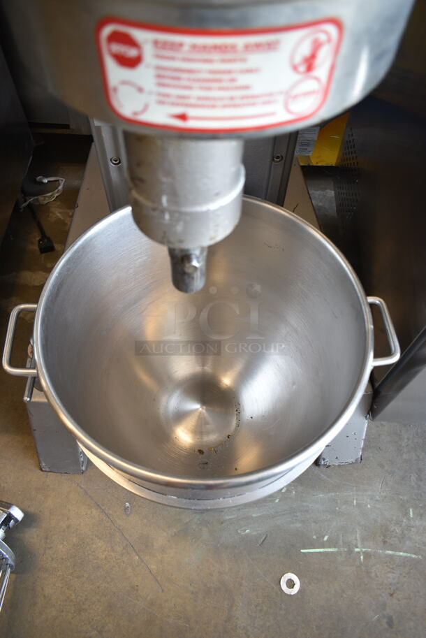 Attias USA60 Metal Commercial Floor Style 60 Quart Planetary Dough Mixer w/ Stainless Steel Mixing Bowl, Whisk and Paddle Attachments. 208 Volts, 3 Phase.  - Image 5 of 10