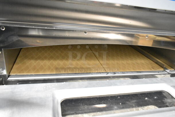 BRAND NEW SCRATCH AND DENT! Omcan MAX 8 Stainless Steel Commercial Countertop Electric Powered Double Stack Pizza Oven w/ Broken Cooking Stones. 230 Volts, 3 Phase. - Image 9 of 10