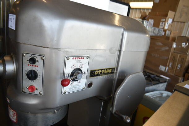 Attias USA60 Metal Commercial Floor Style 60 Quart Planetary Dough Mixer w/ Stainless Steel Mixing Bowl, Whisk and Paddle Attachments. 208 Volts, 3 Phase.  - Image 7 of 10