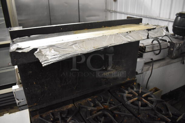 Wolf Metal Commercial Natural Gas Powered 6 Burner Range w/ Oven, Over Shelf and Back Splash. 34x36x58 - Image 5 of 9