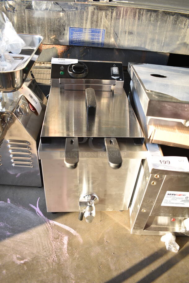 BRAND NEW SCRATCH AND DENT! Vollrath FFA8115 Stainless Steel Commercial Countertop Electric Powered Deep Fat Fryer w/ 2 Metal Fry Baskets. 115 Volts, 1 Phase.  - Image 2 of 6