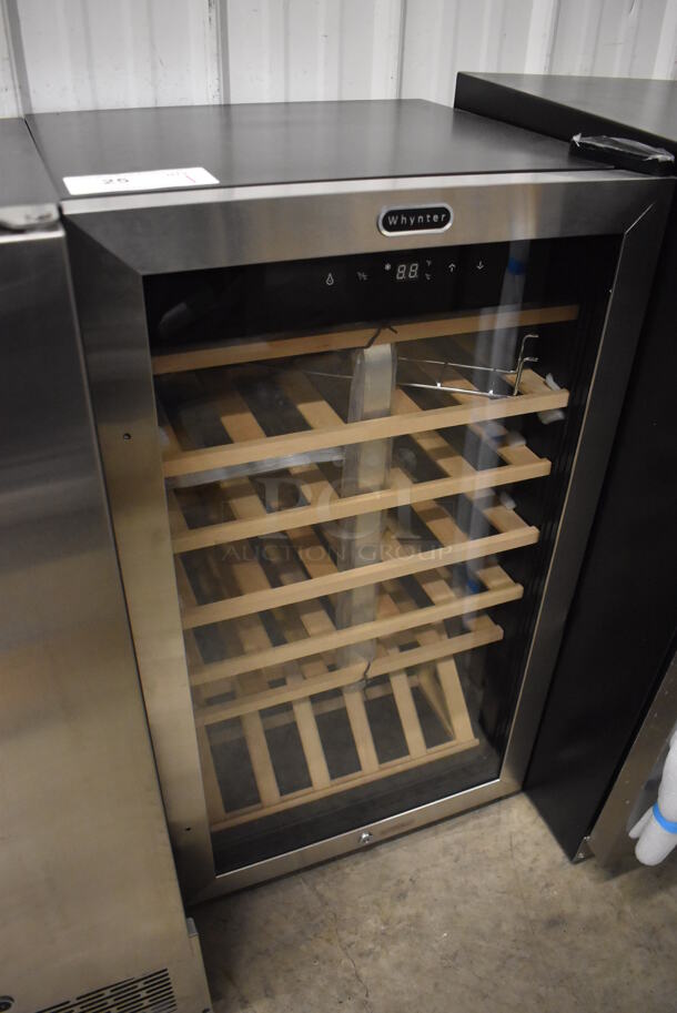 BRAND NEW SCRATCH AND DENT! Whynter FWC-341TS Stainless Steel Commercial Wine Chiller Merchandiser. 115 Volts, 1 Phase. 19x18.5x32. Tested and Working! - Image 2 of 6