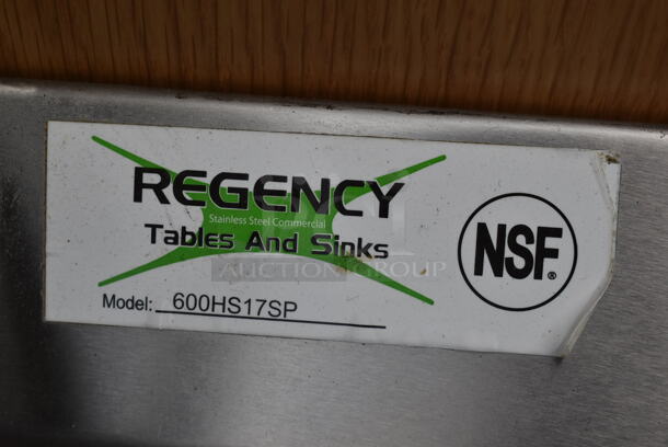 Regency 600HS17SP Stainless Steel Commercial Single Bay Wall Mount Sink w/ Side Splash Guards, Faucet and Handles. - Image 3 of 6