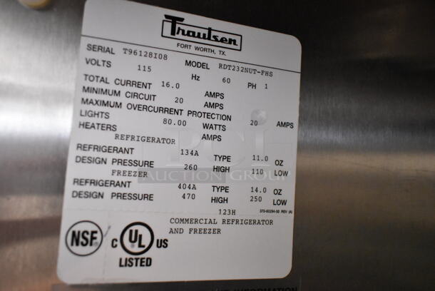 Traulsen RDT232NUT-FHS Stainless Steel Commercial 2 Door Reach In Cooler Freezer Combo Unit w/ Metal Racks. 115 Volts, 1 Phase. Tested and Powers On But Does Not Get Cold - Image 5 of 5