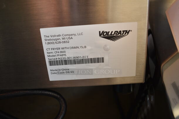 BRAND NEW SCRATCH AND DENT! Vollrath FFA8115 Stainless Steel Commercial Countertop Electric Powered Deep Fat Fryer w/ 2 Metal Fry Baskets. 115 Volts, 1 Phase.  - Image 6 of 6