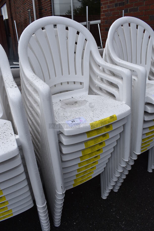 10 BRAND NEW SCRATCH AND DENT! Grosfillex 49092004 / US092004 Pacific White Fanback Stacking Resin Armchair. 23x21x35.5. 10 Times Your Bid! - Image 2 of 6