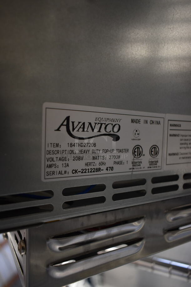 BRAND NEW SCRATCH AND DENT!  2022 Avantco 184THD27208 Stainless Steel Commercial Countertop 2 Slot Toaster. 208 Volts, 1 Phase.  - Image 3 of 3