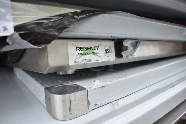 2 BRAND NEW SCRATCH AND DENT! Items; Regency 600T2436G 24" x 36" 18-Gauge 304 Stainless Steel Commercial Work Table with Galvanized Legs and Undershelf and Regency 600TS3048S 30" x 48" 16-Gauge 304 Stainless Steel Commercial Work Table with Undershelf. 2 Times Your Bid! - Image 3 of 4