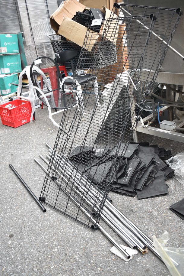 ALL ONE MONEY! Lot of 4 Black Finish Wire Shelves and Chrome Finish Poles - Image 2 of 4