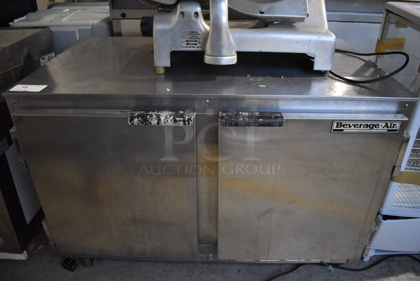 Beverage Air UCR48A Stainless Steel Commercial 2 Door Undercounter Cooler on Commercial Casters. 115 Volts, 1 Phase. 48x30x31. Tested and Working! - Image 1 of 6