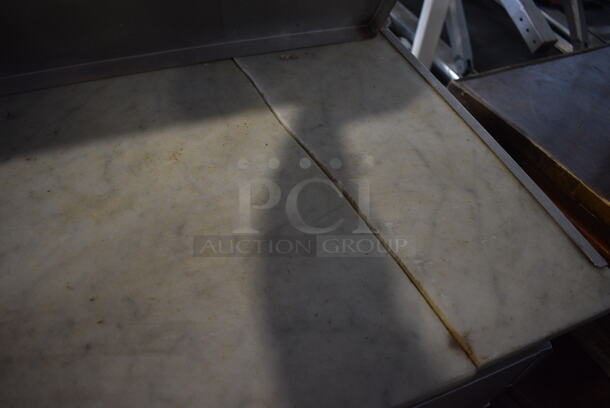 Bari Stainless Steel Commercial Pizza Prep Table w/ Oversized Stone Cutting Board and Extra Lid on Commercial Casters. 51x36x42. Cannot Test Due To Cut Cord - Image 3 of 8