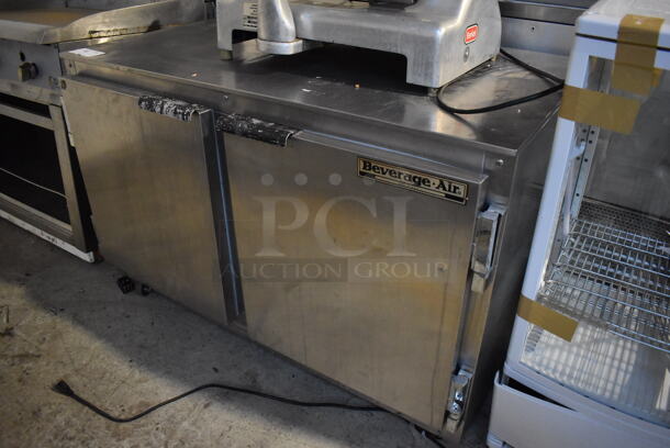 Beverage Air UCR48A Stainless Steel Commercial 2 Door Undercounter Cooler on Commercial Casters. 115 Volts, 1 Phase. 48x30x31. Tested and Working! - Image 3 of 6