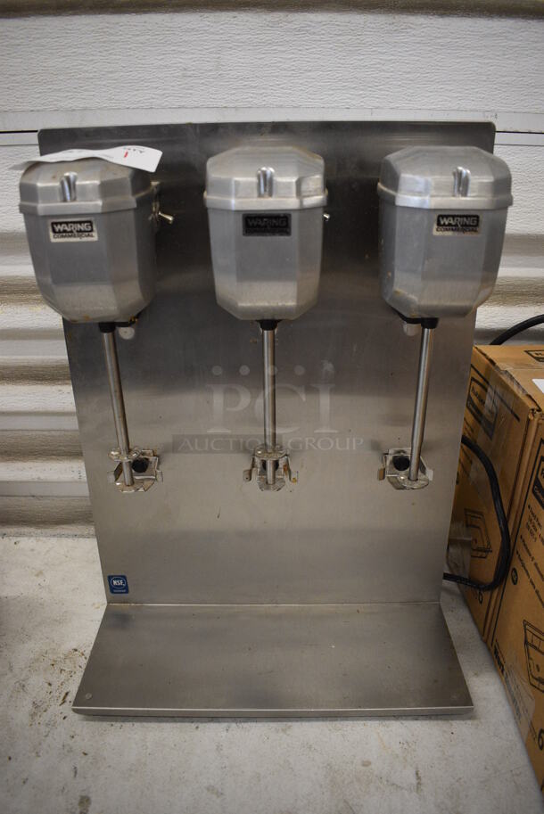 Waring DMC201DCA Metal Commercial Countertop 3 Head Drink Mixer. 120 Volts, 1 Phase. 14.5x7.5x20. Tested and Working!