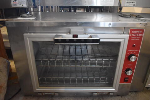 Super Systems NCO-2H Stainless Steel Commercial Countertop Electric Powered Oven w/ View Through Door and Thermostatic Controls. 120 Volts, 1 Phase. 28x18x21. Tested and Working!
