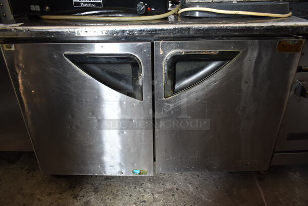 Turbo Air TUR-48SD Stainless Steel Commercial 2 Door Undercounter Cooler on Commercial Casters. 115 Volts, 1 Phase. Tested and Working! - Image 2 of 6