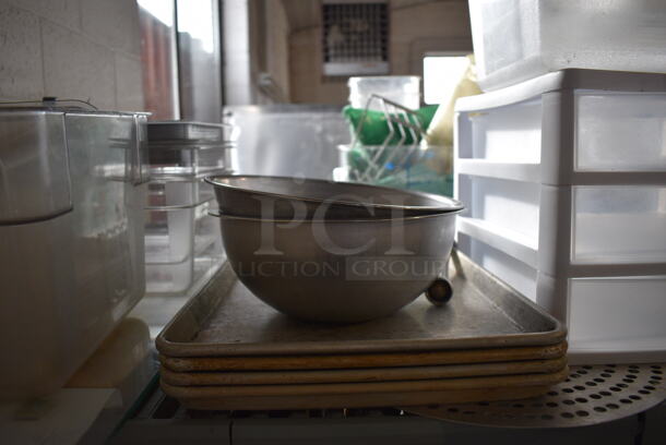 ALL ONE MONEY! Tier Lot of Various Items Including Poly Bins and Metal Baking Pans - Image 3 of 4