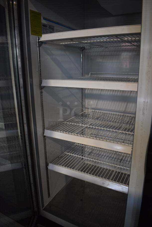 Serv-Ware GR-48 ENERGY STAR Metal Commercial 2 Door Reach In Cooler Merchandiser w/ Poly Coated Racks on Commercial Casters. 115 Volts, 1 Phase. 54x32x82. Tested and Working! - Image 4 of 5
