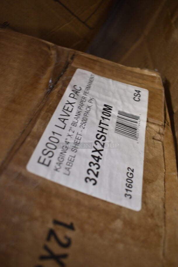 PALLET LOT of 28 BRAND NEW Boxes Including 500TW16S Choice 16 oz. Translucent Thin Wall Squat Plastic Cold Cup - 1000/Case, 5001N6001KR EcoChoice 10" x 12" Natural Kraft 1/4 Fold Luncheon Napkin - 6000/Case, 433473 Tellus Clamshells, 500MFTN Lavex Natural Brown Kraft M-Fold (Multifold) Towel - 4000/Case, 3234X2SHT10M Lavex 4" x 2" Blank Paper Permanent Label Sheet - 2500/Pack, Popcorn Bags, 999RP10 TreeVive by EcoChoice 10" Round Palm Leaf Plate - 25/Pack, 50012PLAGRNK EcoChoice 12 oz. Kraft Compostable Paper Hot Cup - 1000/Case, TShirt Bags. 28 Times Your Bid! - Image 7 of 12