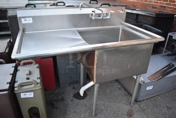 Stainless Steel Commercial Single Bay Sink w/ Left Side Drain Board, Faucet and Handles. 51x29x44. Bay 24x24x14 - Image 3 of 7