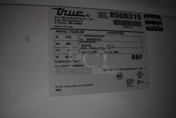 True TG2R-2S Commercial Stainless Steel Two Section Reach In Cooler With Polycoated Racks on Commercial Casters. 115V/1 Phase Tested And Working - Image 5 of 5