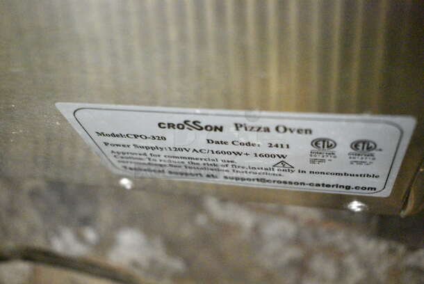 2024 Crosson CPO-320 Stainless Steel Commercial Countertop Electric Powered 2 Deck Pizza Oven w/ Broken Cooking Stones. 120 Volts, 1 Phase. Tested and Working! - Image 8 of 8