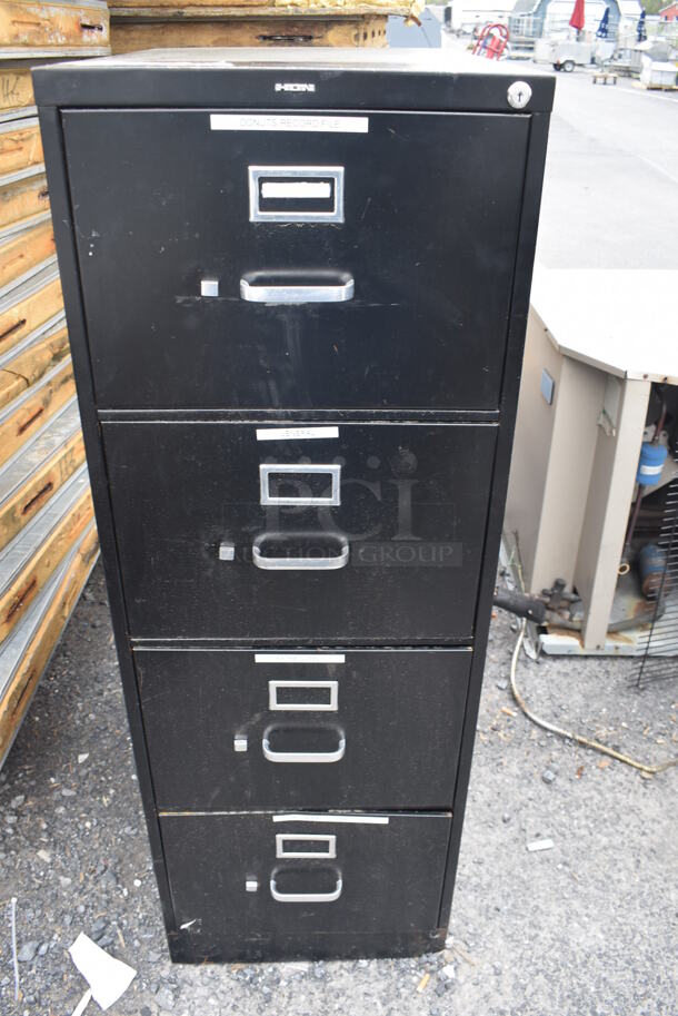 Hon Black Metal 4 Drawer Filing Cabinet. - Image 1 of 6