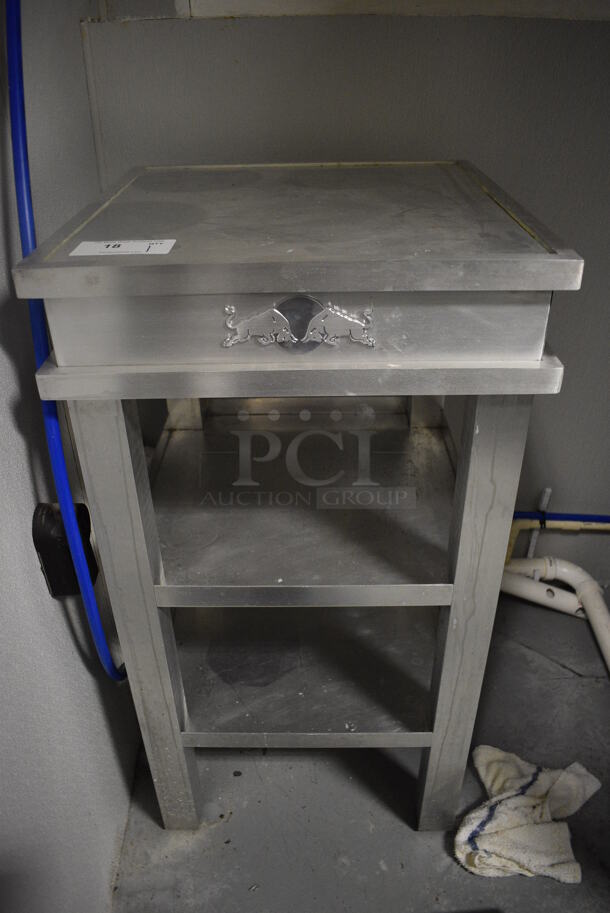 Metal Table w/ 2 Under Shelves. 22x22x39.5. (kitchen) - Image 1 of 4