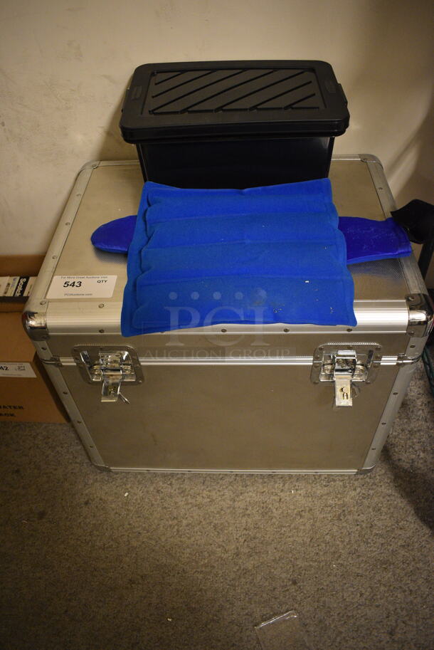 ALL ONE MONEY! Lot of Various Items Including Metal Storage Trunks, Hot/Cold Compress, and Painting Supplies