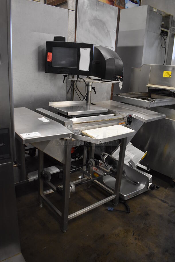 Hobart Model HWS-4 Metal Commercial Floor Style Wrapping Station w/ Monitor and Label Printer. 120 Volts, 1 Phase. 53.5x34x60. Tested and Gets Warm - Image 4 of 10
