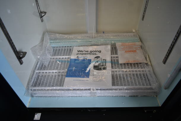 BRAND NEW SCRATCH AND DENT! 2023 Avantco 178GDC15HCB Metal Commercial Single Door Reach In Cooler Merchandiser w/ Poly Coated Racks. 115 Volts, 1 Phase. Tested and Working! - Image 9 of 9