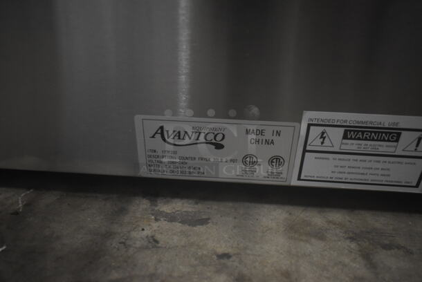 BRAND NEW SCRATCH AND DENT! Avantco 177F202 Stainless Steel Commercial Countertop Electric Powered 2 Bay Deep Fat Fryer w/ 2 Fry Baskets and 2 Lids. 208/240 Volts, 1 Phase. - Image 5 of 5