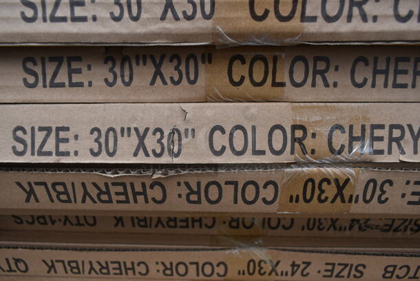 4 BRAND NEW SCRATCH AND DENT! Lancaster Table & Seating 3493030TCB 30" x 30" Laminated Square Table Top Reversible Cherry / Black. 4 Times Your Bid! - Image 2 of 5